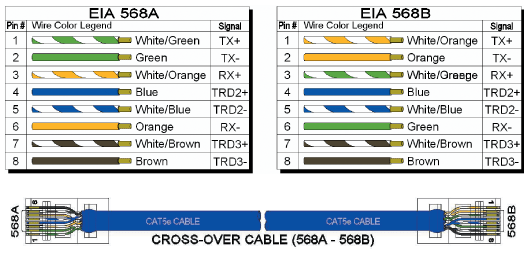 EIA 568A EIA 568B CAT5e Cable