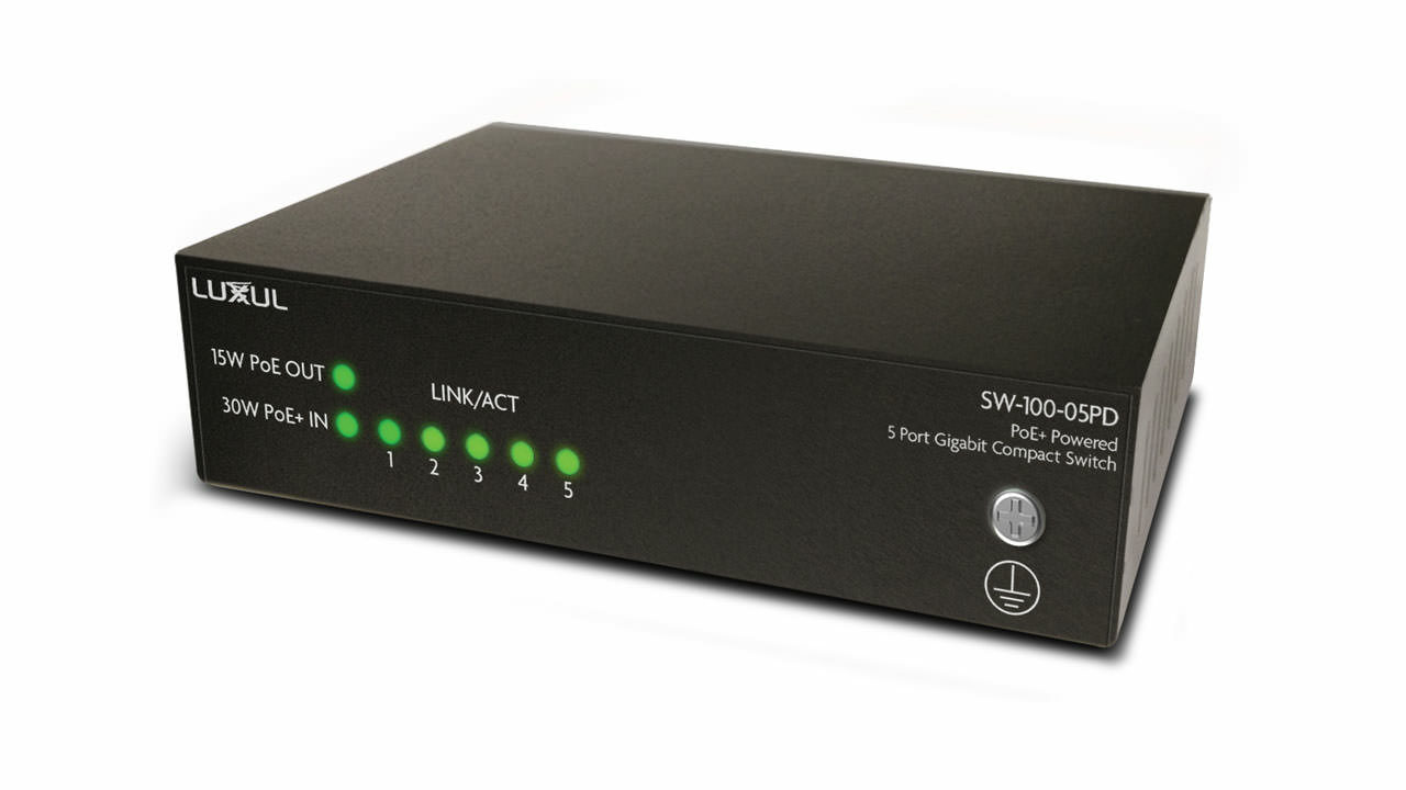 W 5 powered. Sterilwave 100. Компактный коммутатор. Luxul.