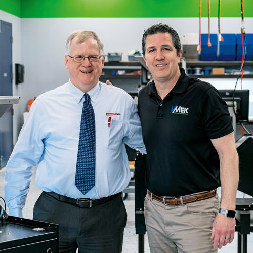 VMek General Manager Kent Lovvorn (right) and Beckhoff Regional Sales Engineer Chuck Padvorac, P.E., collaborated closely on selection of EtherCAT solutions.