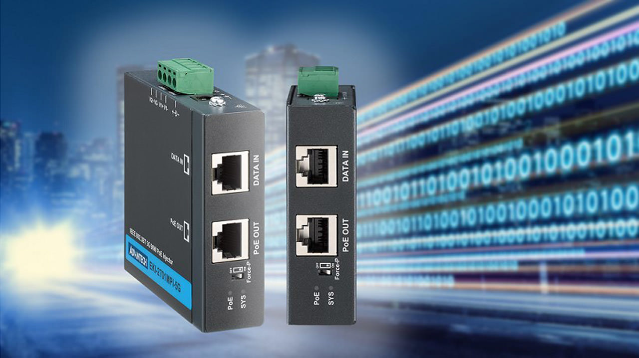 Hardened multi-speed mega PoE injector from Advantech enables diverse infrastructure applications.