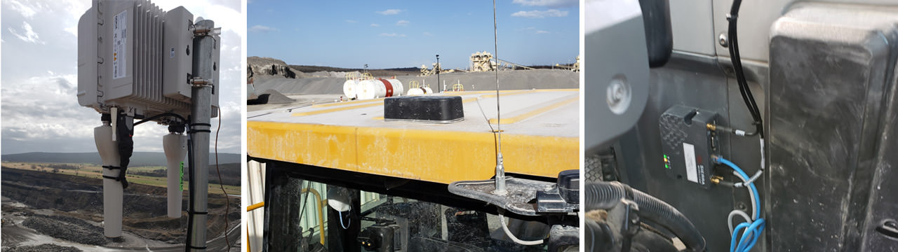 A single pLTE radio provided mobile worker and loader coverage for the entire one x one and ½ mile quarry campus.
