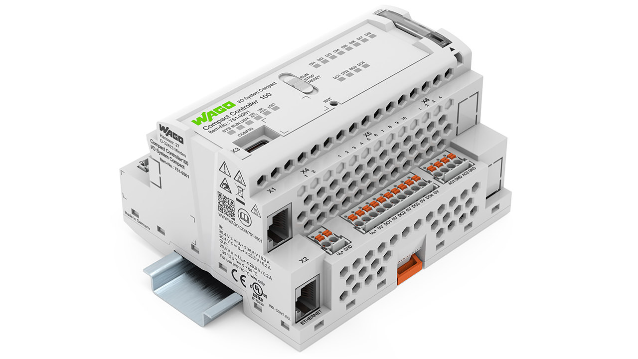 Compact Controller 100 with integrated I/Os offers maximum performance in minimum space.