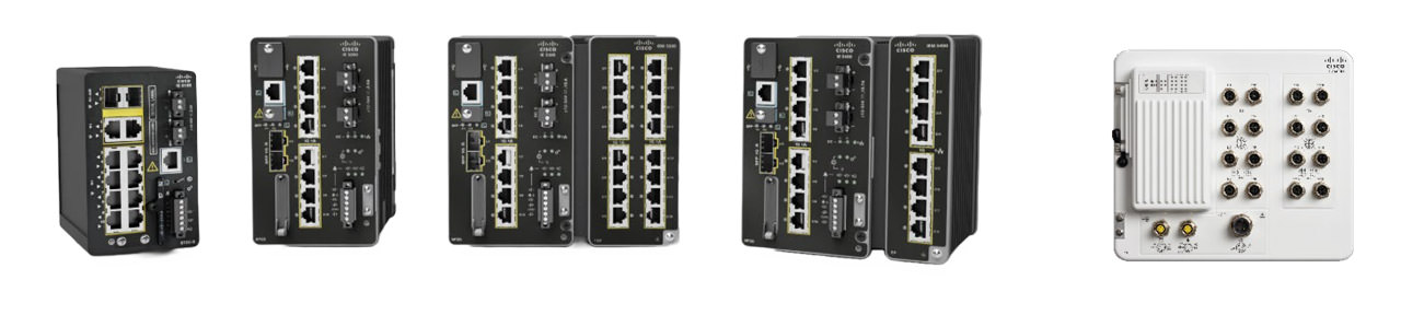 The Catalyst IE3x00 family of Industrial Ethernet switches are DIN Rail and wall-mounted switches built for harsh industrial environments.