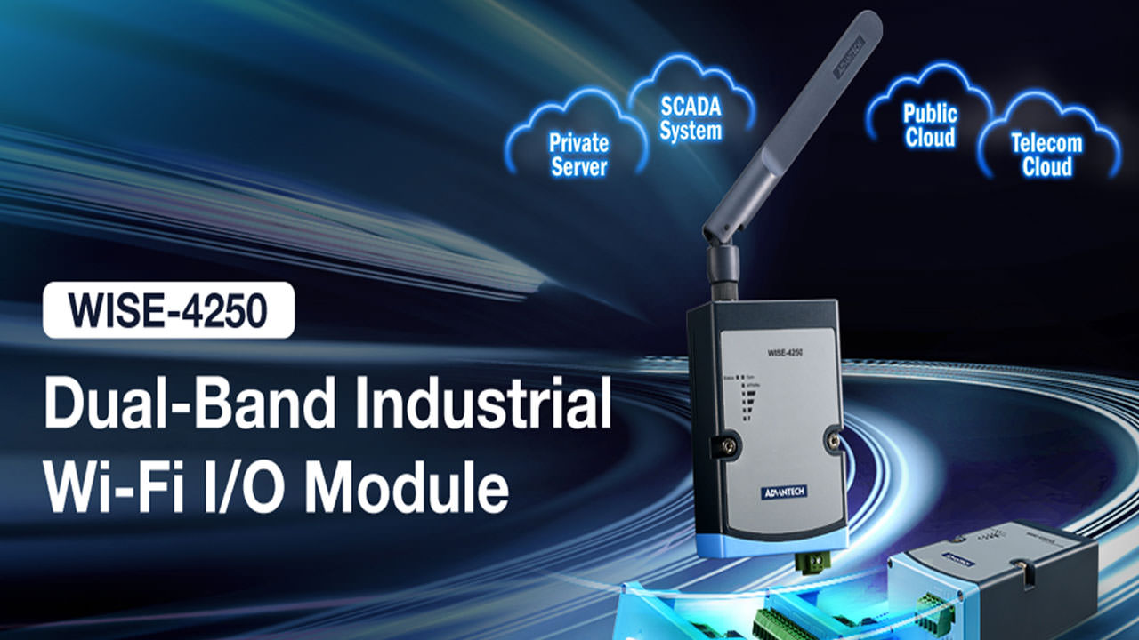 WISE-4250 redefines data acquisition efficiency and cuts wiring costs using dual-band 2.4/5 GHz Wi-Fi I/O.