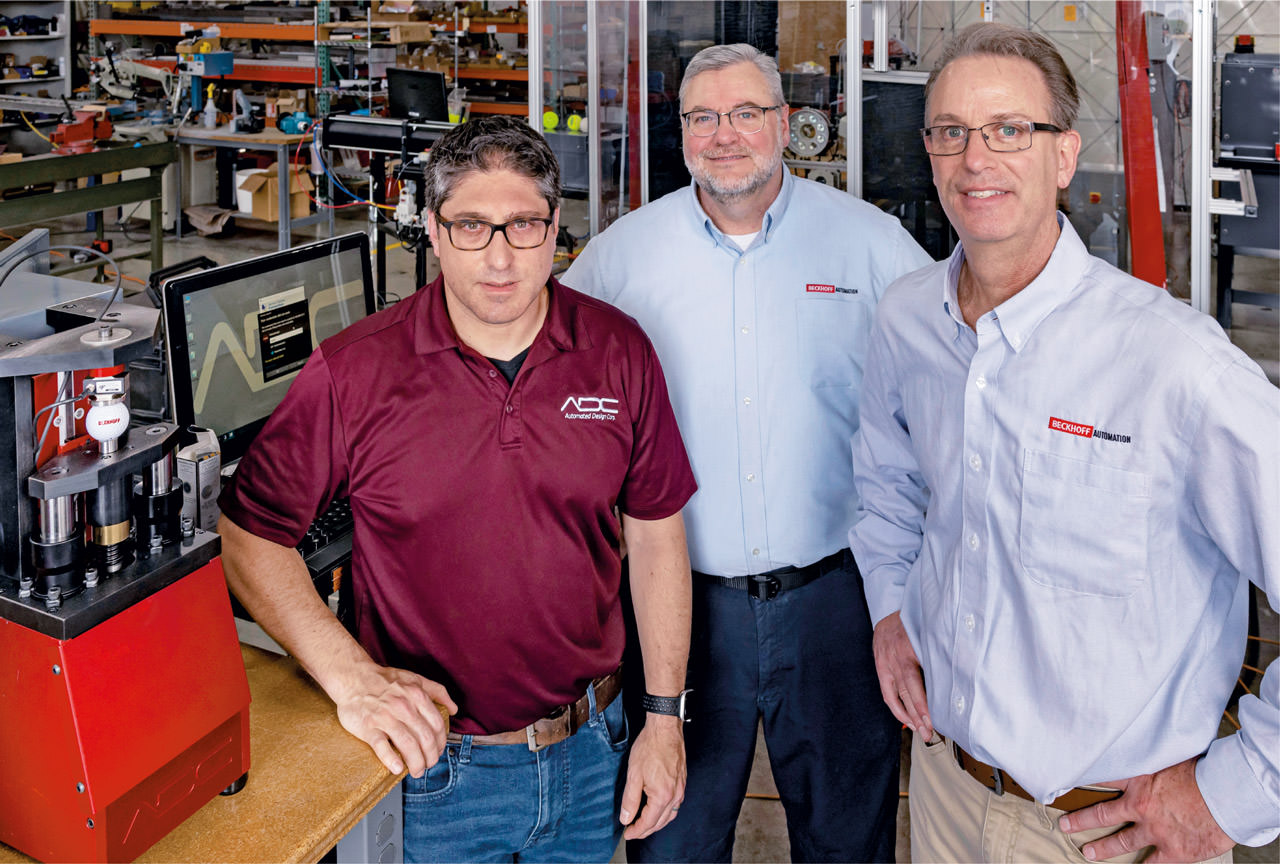 Thomas Bitsky, Jr. (left), Vice President and Lead Developer at ADC, works closely with Dave Zimbrich, Applications Engineering, and Mike Rauch, Regional Sales Engineer, both from the Beckhoff team in the Chicago area.