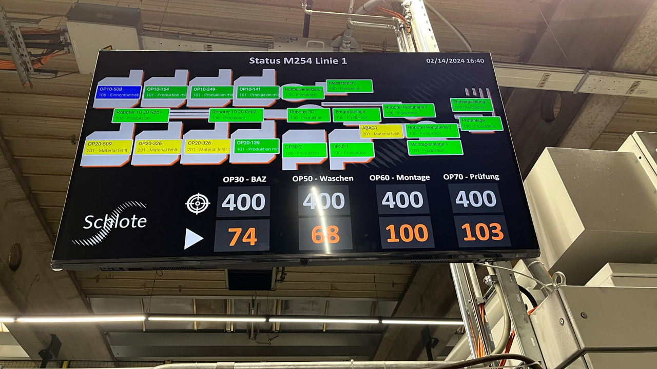 Thanks to the data visualizations provided by Peakboard dashboards, employees can check tool and machine data at any time.