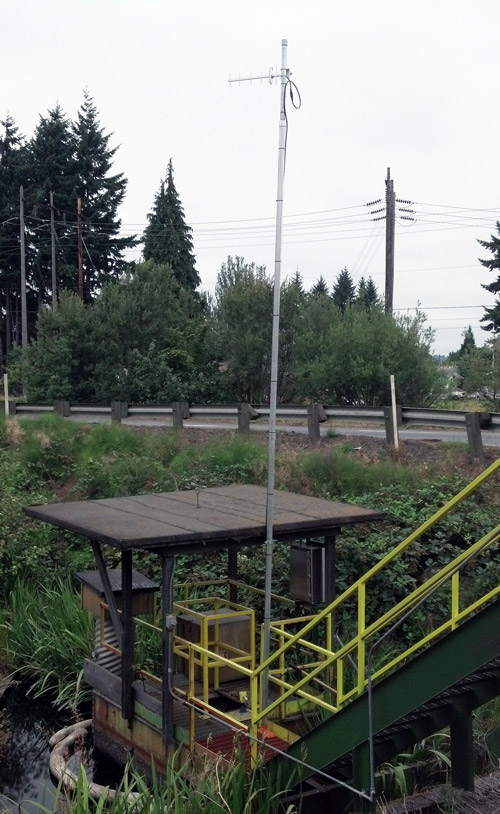 The Yagi-directional antenna was used at the pond site to transmit level signals from the HART level transmitter to the boiler room.