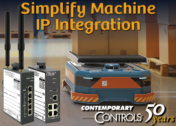 Contemporary Controls banner ad: simplify machine IP integration